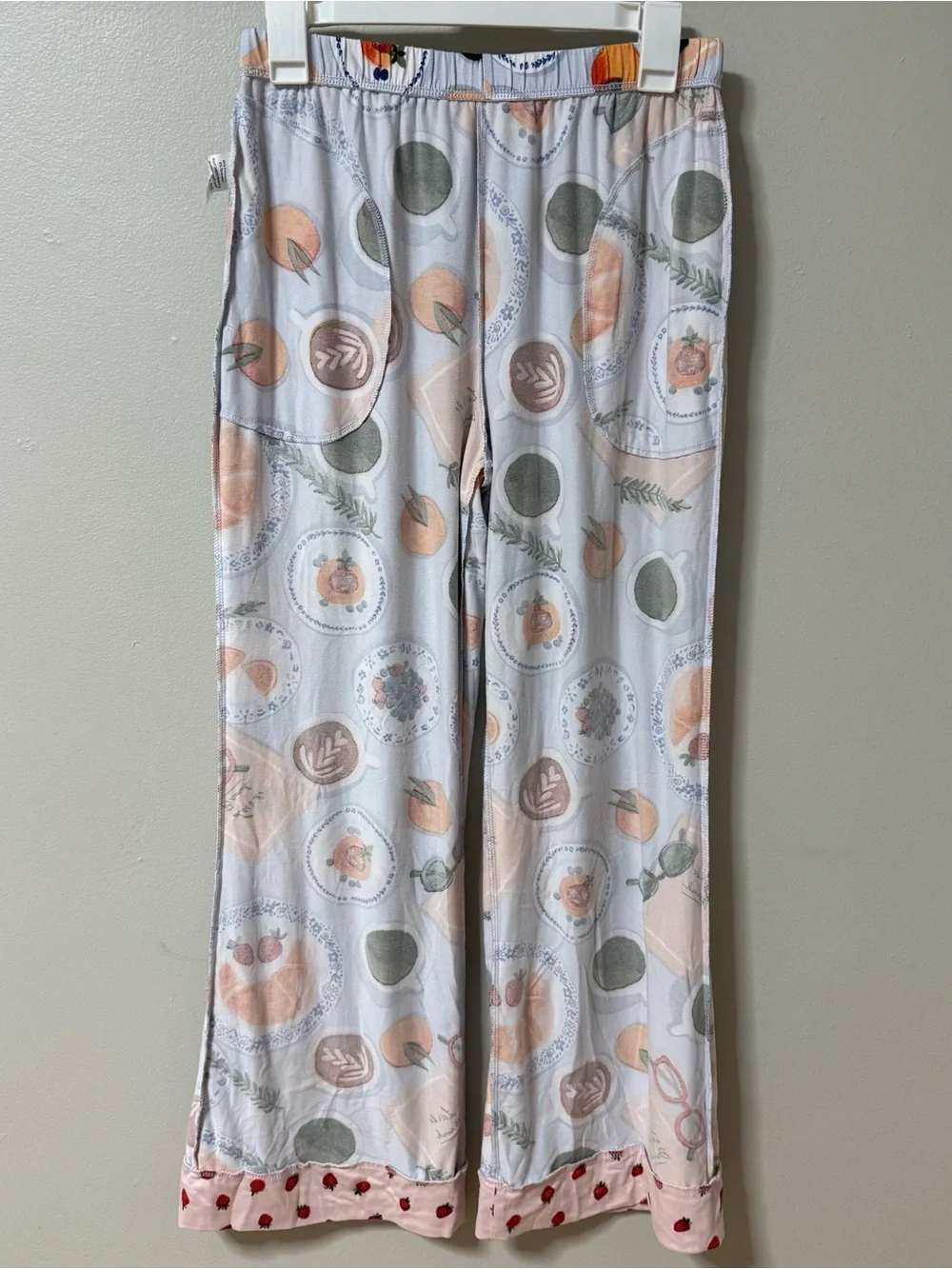 Beauty Sleep Social Pajama Set Womens Breakfast Coffee Croissant Billie Small